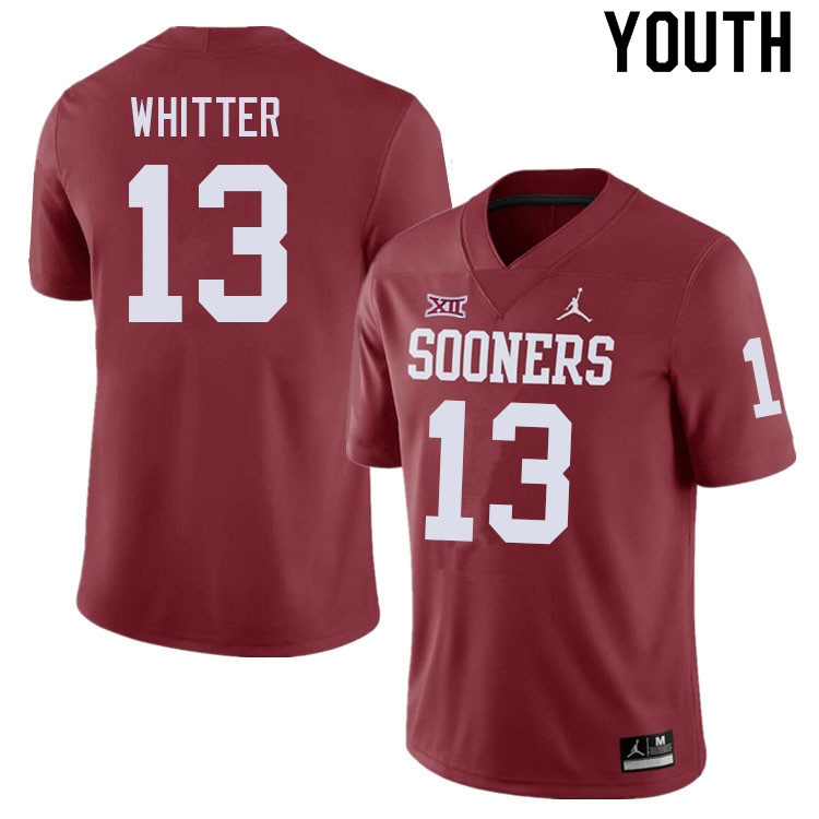 Youth #13 Shane Whitter Oklahoma Sooners College Football Jerseys Sale-Crimson